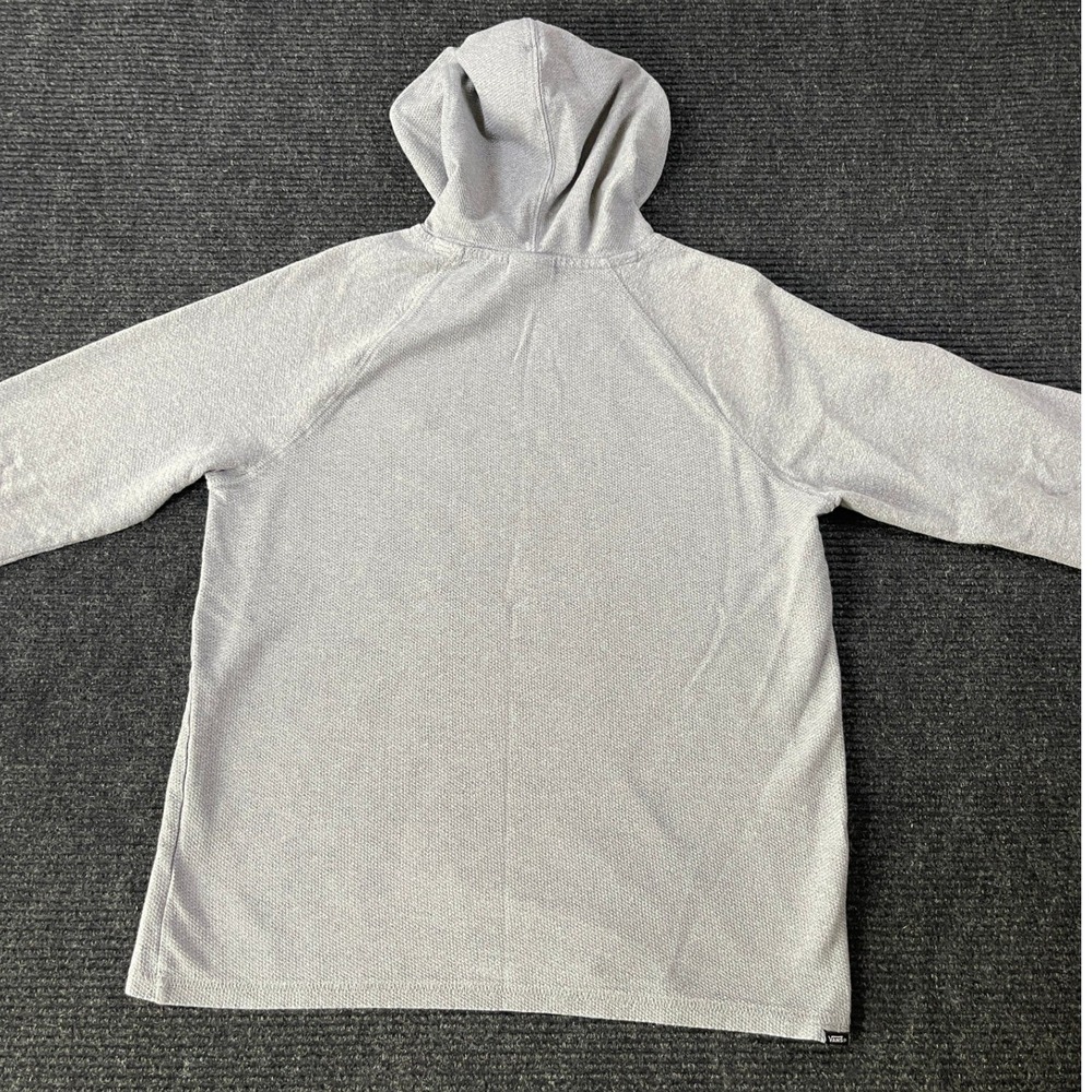 Vans Mens Gray Textured Waffle Knit Raglan Long Sleeve Hoodie Shirt Size M - Picture 8 of 8